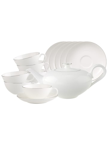 Villeroy & Boch 6er Set, 13er Set Teeservice Anmut Platinum No.1 weiß in weiß
