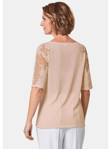 GOLDNER Kurzgröße:  Halbarmshirt mit transparenten Details in hellmelba