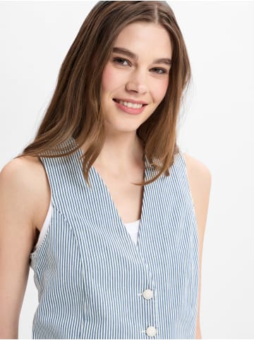 comma Weste in blau weiß - 0001