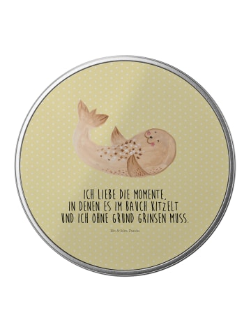 Mr. & Mrs. Panda Dose Robbe Liegen mit Spruch in Gelb Pastell