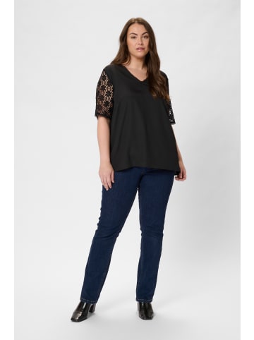 KAFFE curve Kurzarm-Bluse KCsilje Regular fit in Black Deep