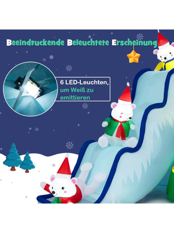 COSTWAY Aufblasbare Weihnachtsrutsche LED in Blau