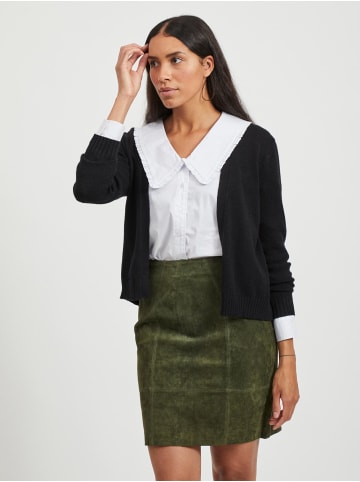 Vila Kurzer Feinstrick Cardigan Weiche Strickjacke VIRIL in Schwarz