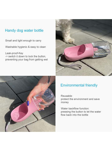 Intirilife Hunde Trinkflasche in Rosa