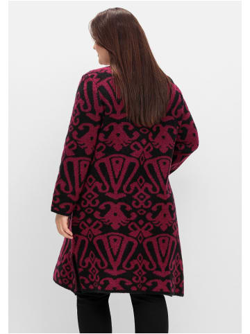 sheego by Joe Browns Offene Longstrickjacke in schwarz gemustert