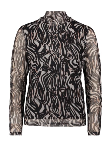 BETTY & CO Mesh-Shirt mit Stehkragen in Nature/Black