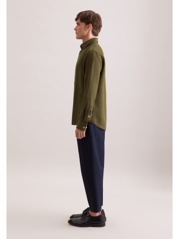 Seidensticker Leinenhemd Shaped in Grün