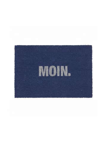 relaxdays Fußmatte "Moin." in Blau/ Weiß - (B)60 x (T)40 cm