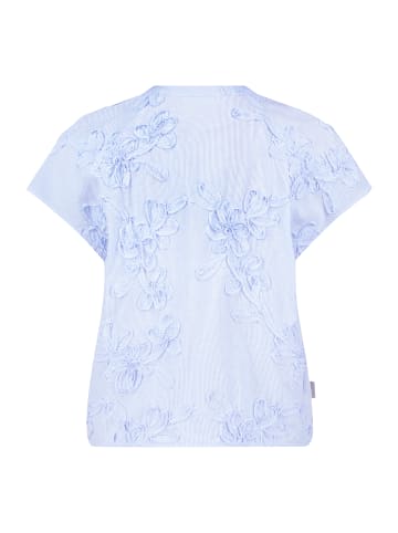 BETTY & CO Hemdbluse mit Stickerei in Weiß/Hellblau