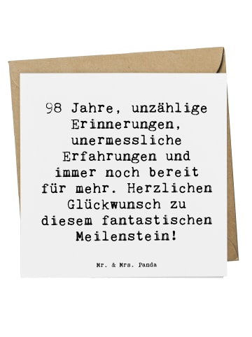 Mr. & Mrs. Panda Grußkarte Spruch 98. Geburtstag mit Spruch in Weiß