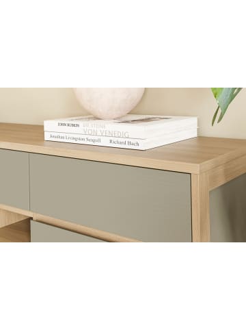 Furn.Design Wohnwand Salbei grün, Eiche, Wohnkombination 3-teilig 319 cm, Soft-Close