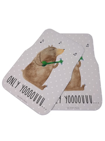 Mr. & Mrs. Panda Fußmatte PKW Bär Gitarre mit Spruch in Grau Pastell