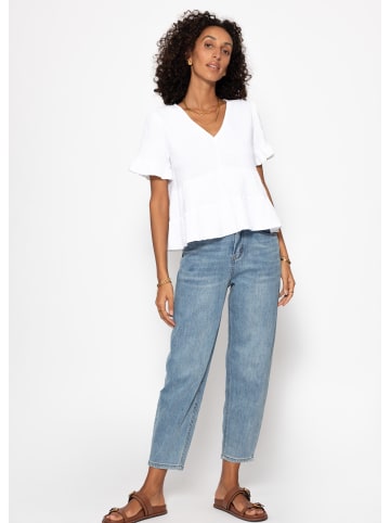 SASSYCLASSY Musselin Shirt mit Volants in Weiß