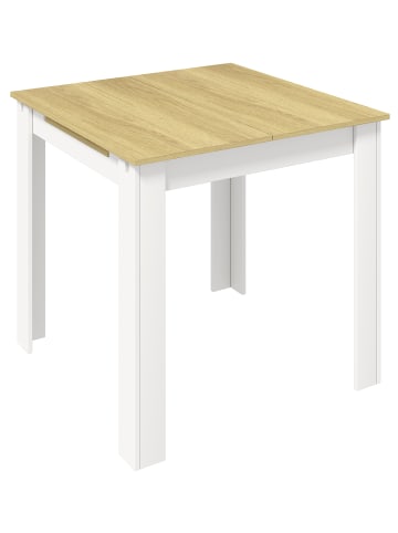 VCM  Esstisch Küchentisch Pesoli ausziehbar 80-120 cm in Weiß / Honig-Eiche