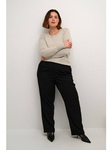 KAFFE curve Strickpullover KCnalia in Chalk/grey melange stripe