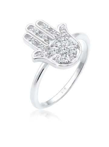 Elli Ring 925 Sterling Silber Hamsa Hand in Silber