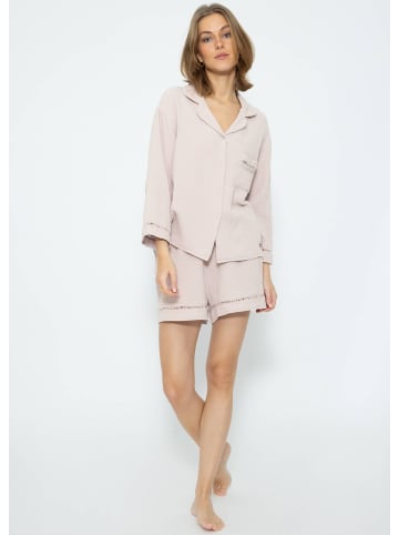 SASSYCLASSY Musselin Pyjamabluse in Altrosa