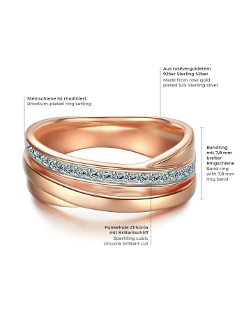 Trilani Ring aus Sterling Silber mit Zirkonia in roségold