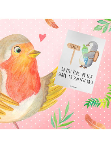 Mr. & Mrs. Panda Grußkarte Erster Schultag Motivation mit Spruch in Weiß