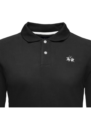 La Martina Langarm-Poloshirt XMP004 XT in schwarz