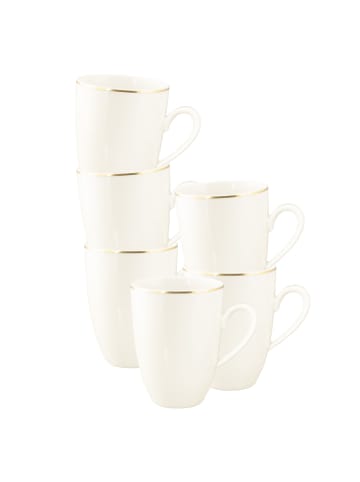 Seltmann Weiden 6er Set Henkelbecher Savona Goldlinie 350 ml in creme