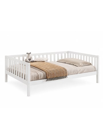 58 aufm Kessel BODENBETT Kapua 140x200 umbaubar zum Tagesbett Kiefer Massivholz Weiß