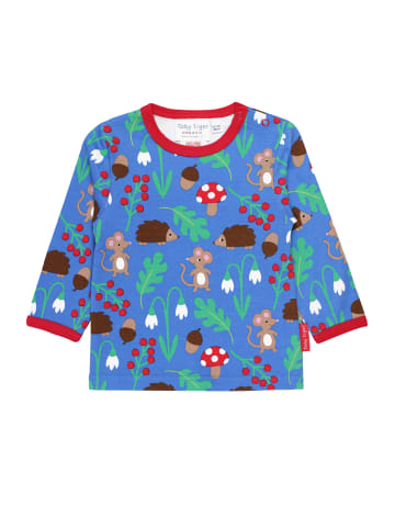 Toby Tiger Langarmshirt mit Wald und Tiere Print in blau