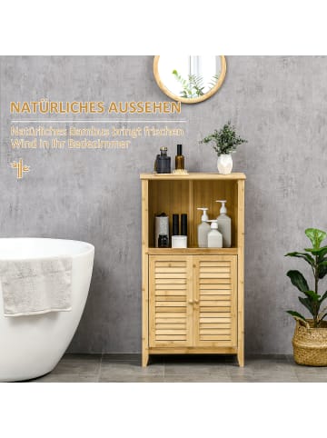 HOMCOM Badschrank-50L x 25,5B x 92H cm-Natur