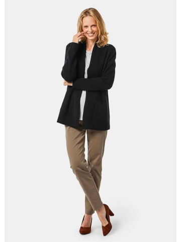 GOLDNER Kurzgröße:  Langarm Cardigan aus Merino in schwarz