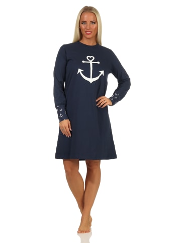 NORMANN Nachthemd Bündchen Anker - 69827 in marine