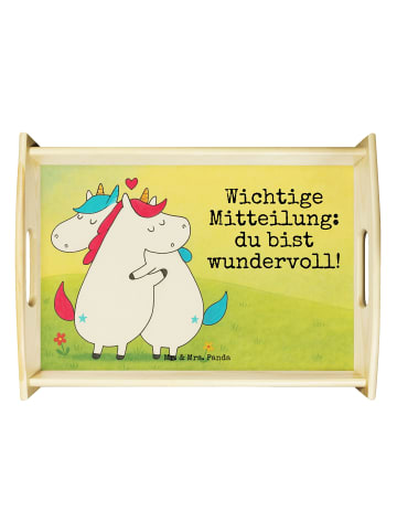 Mr. & Mrs. Panda Frühstückstablett Einhorn Mitteilung Design mit... in Weiß