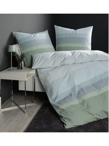 Janine Feinbiber Baumwoll Bettwäsche Davos in grün türkis