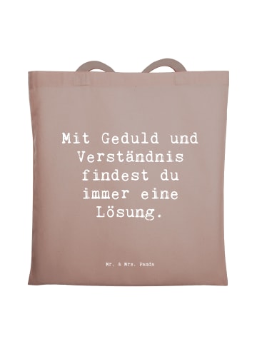 Mr. & Mrs. Panda Jutetasche Spruch Konflikte friedlich lösen mit... in Braun Pastell