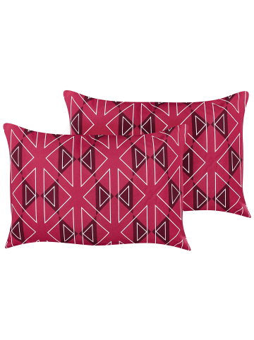 Beliani 2er-Set Gartenkissen MEZZANO in Rosa/Weiß