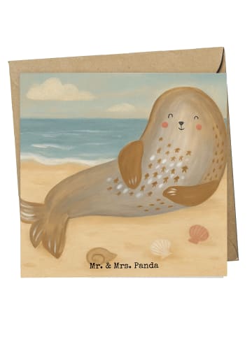 Mr. & Mrs. Panda Deluxe Karte Robbe Lachen Design ohne Spruch in Weiß