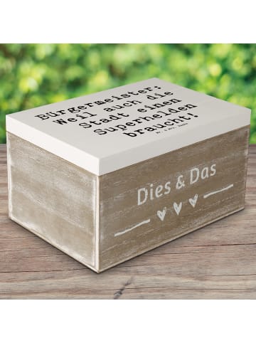 Mr. & Mrs. Panda Geschenkbox Spruch Bürgermeister Superheld mit ... in Weiß