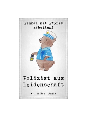 Mr. & Mrs. Panda Gästehandtuch Polizist Leidenschaft mit Spruch in Weiß