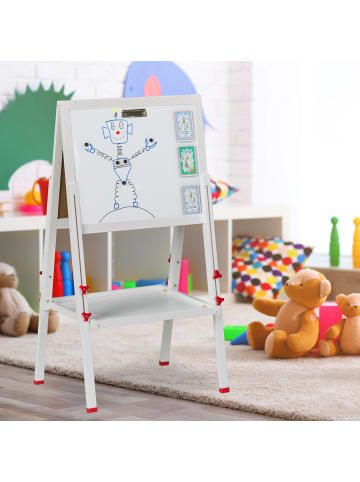 relaxdays Kinderstandtafel in Weiß - (B)55 x (H)102 - 135 x (T)52 cm