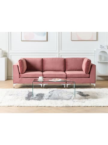 Beliani 3-Sitzer Sofa EVJA in Rosa - (W) 235 x (H) 84 x (L) 85 cm