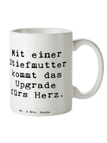 Mr. & Mrs. Panda Tasse Herz Stiefmutter mit Spruch in Weiß