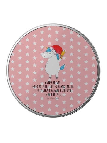 Mr. & Mrs. Panda Aufbewahrungsbox Einhorn Weihnachtsmann mit Spruch in Rot Pastell