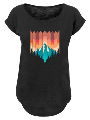 F4NT4STIC Long Cut T-Shirt Berg Sonnenuntergang Geometrisch in schwarz