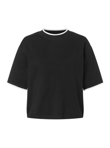 More & More softer Kurzarmpullover, Kontraststreifen in black