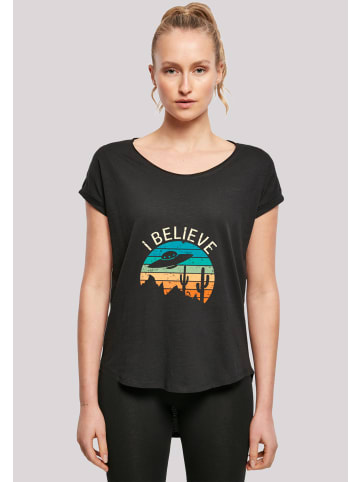 F4NT4STIC Long Cut T-Shirt I Believe UFO Alien Sonnenuntergang in schwarz