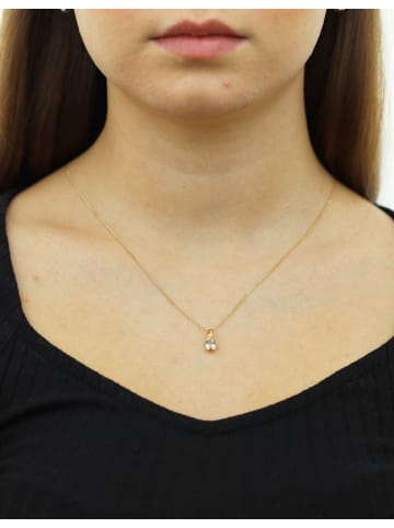 Diamant L'éternel Halskette mit Anhänger aus 375 Gelbgold mit Aquamarin