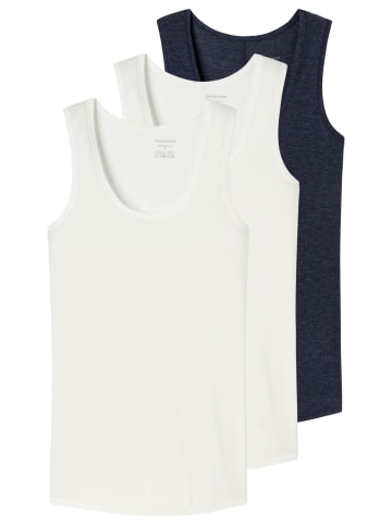 Schiesser Unterhemd / Top Personal Fit in Creme / dunkelblau