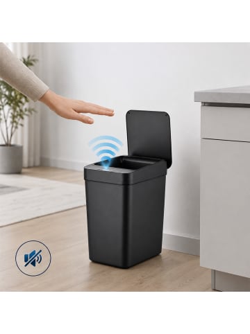 relaxdays Mülleimer mit Sensor in Schwarz - 9 Liter