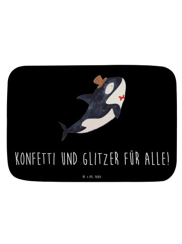Mr. & Mrs. Panda Badteppich Orca Zylinder mit Spruch in Schwarz