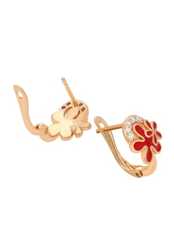 faina Women Huggie Earrings in Rose Gold Red