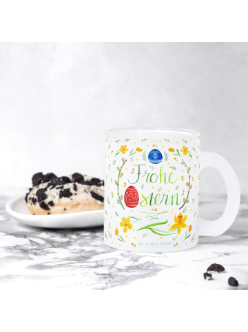 Mr. & Mrs. Panda Teetasse Ostern Frohe Ostern mit Spruch in Transparent